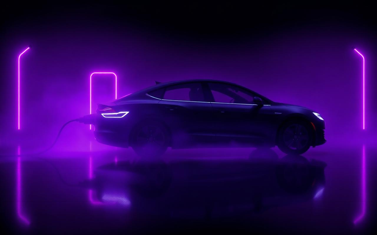 Electric vehicle charging under violet light